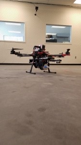 Multi rotor UAV sitting on ground in room