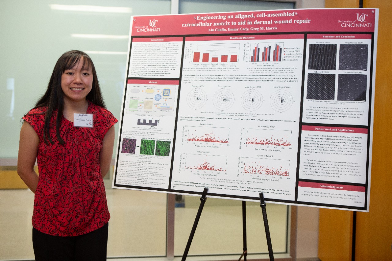 Summer Protégé Engineering students showcase their work at a poster session.
