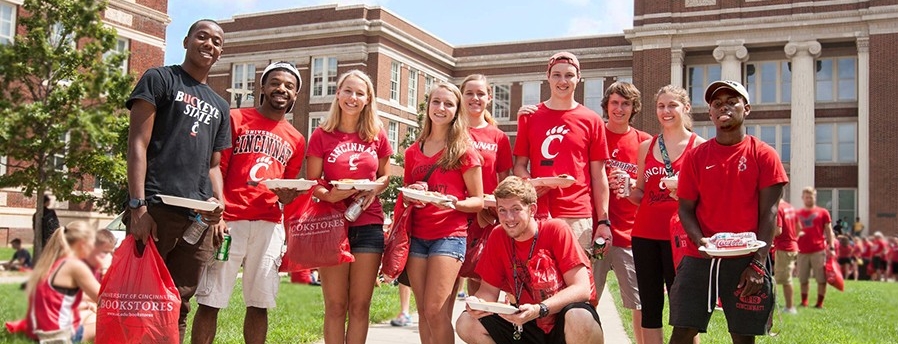 a group of students convene in the Engineering quad
