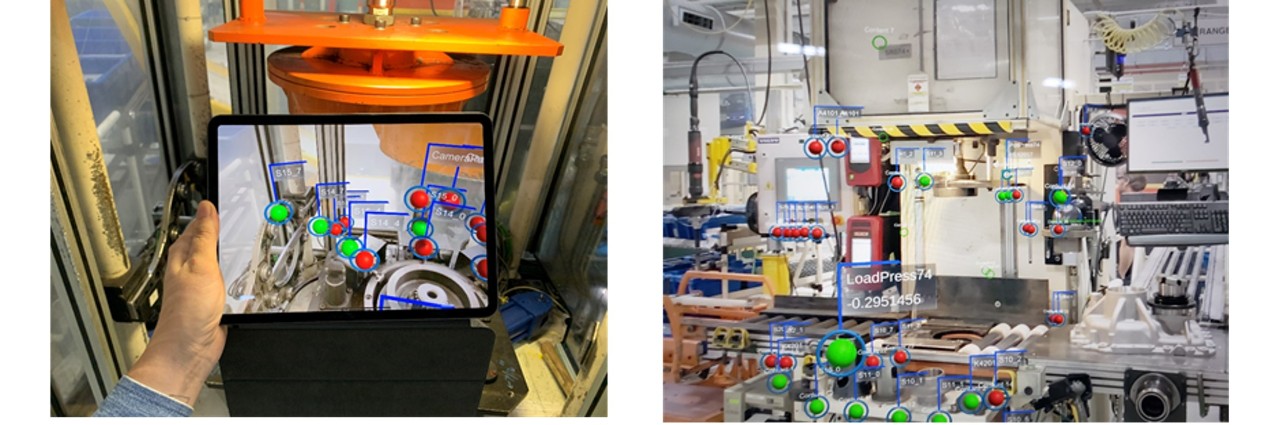 IIoT based Augmented reality for factory data collection in which user can visualize machine sensor locations througn an iPad